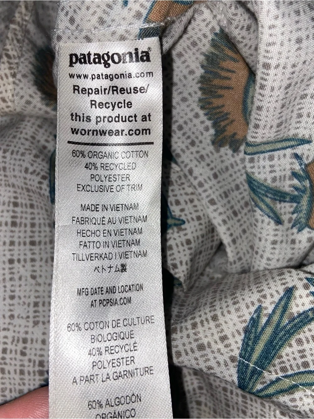 Patagonia Shirt Mens Medium Summer Plant Wool White Go To Organic Cotton Button